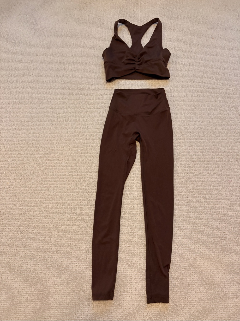 Paragon Fitwear Dark Brown High-Waist Leggings with Racerback Sports Bra